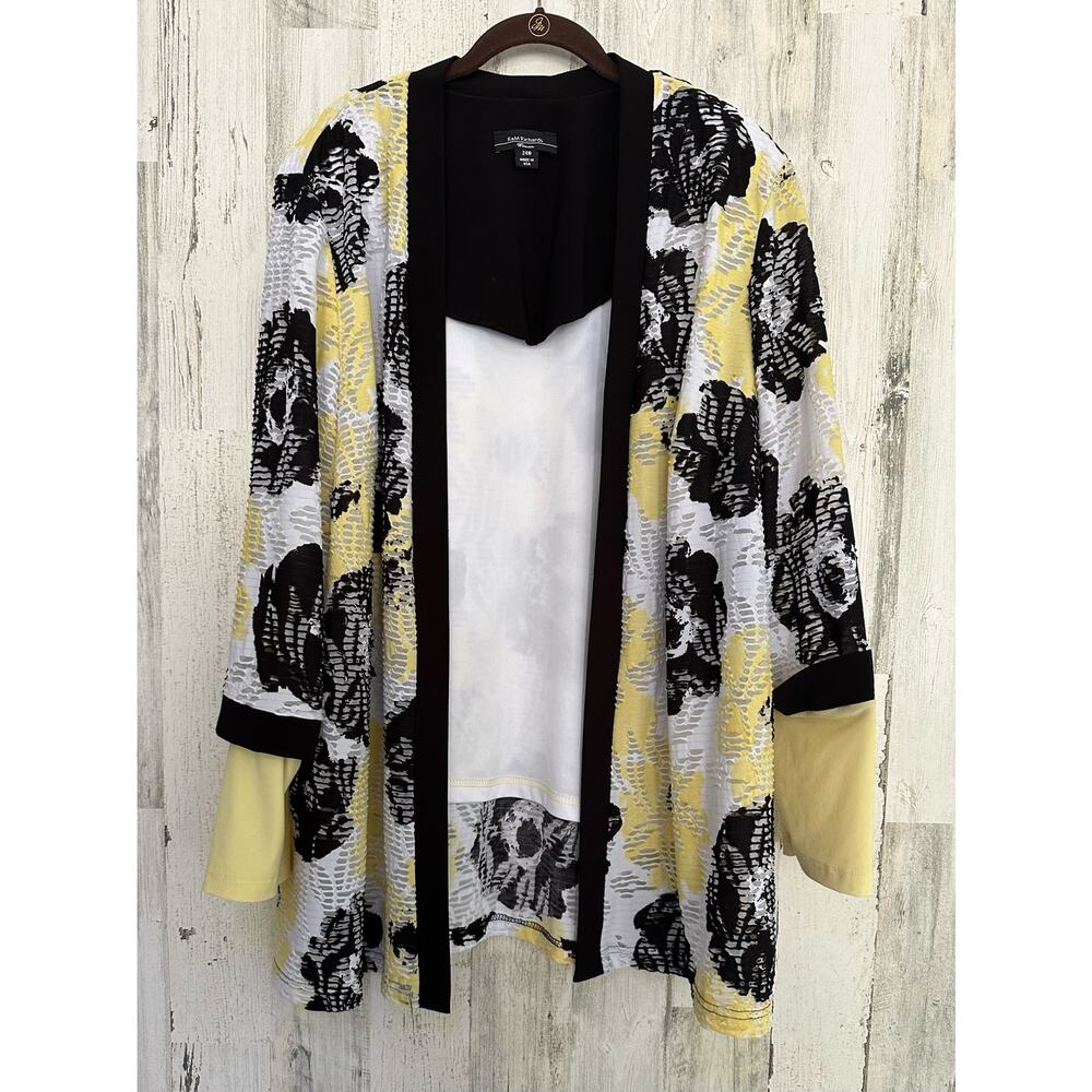 R&M Richards Womens Cardigan Top Size 24W‎ Open Front Floral USA Vintage
